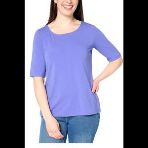 Attitudes by Renee Women's Washed Cotton Ballet Neck Top Iris - Regular